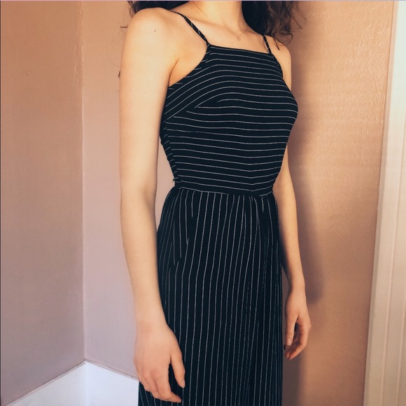 Stillettos Stripe Wide-Leg Jumpsuit Black & White - Picture 3 of 4